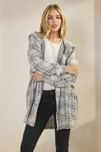 Ivory & Black Boucle Long Cardigan