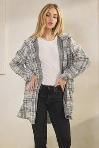 Ivory & Black Boucle Long Cardigan