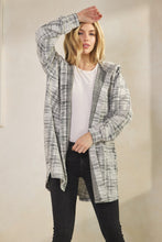 Load image into Gallery viewer, Ivory &amp; Black Boucle Long Cardigan