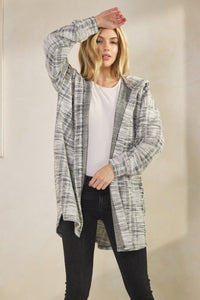 Ivory & Black Boucle Long Cardigan