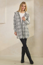 Load image into Gallery viewer, Ivory &amp; Black Boucle Long Cardigan