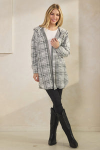 Ivory & Black Boucle Long Cardigan