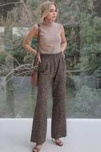 Load image into Gallery viewer, Animal Print Ribbed Wide Leg Pant