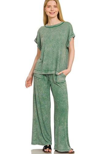Casual Mineral Washed Ribbed Set