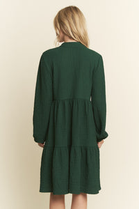 Chic Mandarin Collar Tiered Mini Dress