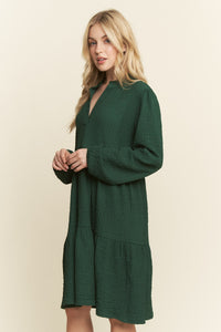 Chic Mandarin Collar Tiered Mini Dress