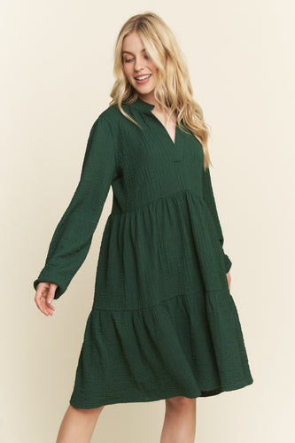 Chic Mandarin Collar Tiered Mini Dress