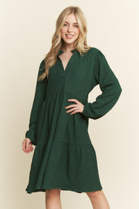 Chic Mandarin Collar Tiered Mini Dress