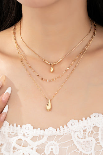 Golden Flow Layered Teardrop Necklace