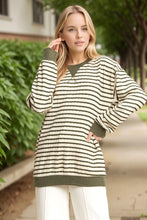 Load image into Gallery viewer, Keep It Casual Striped Olive &amp; Cream Pullover