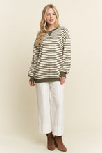 Load image into Gallery viewer, Keep It Casual Striped Olive &amp; Cream Pullover