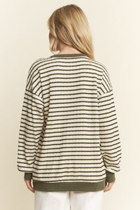 Keep It Casual Striped Olive & Cream Pullover