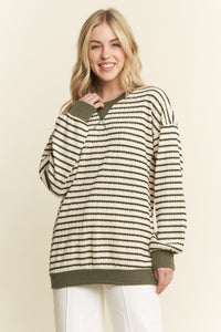 Keep It Casual Striped Olive & Cream Pullover