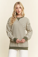 Load image into Gallery viewer, Keep It Casual Striped Olive &amp; Cream Pullover
