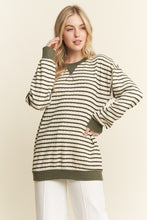 Load image into Gallery viewer, Keep It Casual Striped Olive &amp; Cream Pullover