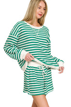 Load image into Gallery viewer, Kelly Green Striped Short Set