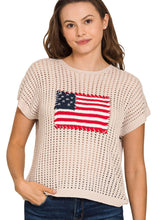 Load image into Gallery viewer, Crochet American Flag Short Sleeve Sweater