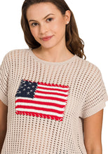 Load image into Gallery viewer, Crochet American Flag Short Sleeve Sweater