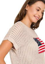 Load image into Gallery viewer, Crochet American Flag Short Sleeve Sweater