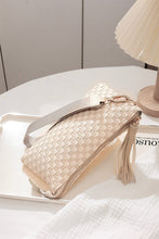 Load image into Gallery viewer, Beige Checkered Woven Wristlet Clutch