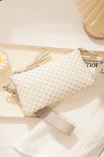 Load image into Gallery viewer, Beige Checkered Woven Wristlet Clutch