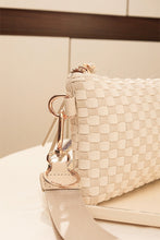 Load image into Gallery viewer, Beige Checkered Woven Wristlet Clutch
