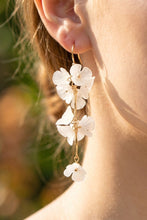 Load image into Gallery viewer, Delicate Soft White Flower Dangle Earrings
