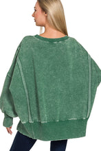 Load image into Gallery viewer, Dark Green Acid Washed Hi-Lo Fleece