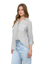 Load image into Gallery viewer, On The Go Striped Button Down Blouse