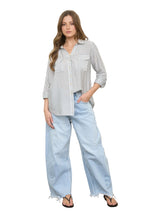 Load image into Gallery viewer, On The Go Striped Button Down Blouse