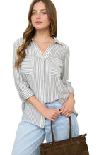 Load image into Gallery viewer, On The Go Striped Button Down Blouse