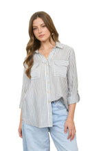 Load image into Gallery viewer, On The Go Striped Button Down Blouse