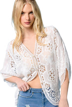 Load image into Gallery viewer, Floral Embroidered Curved Hem Cardigan