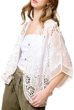 Load image into Gallery viewer, Floral Embroidered Curved Hem Cardigan
