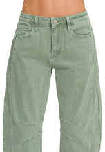 Load image into Gallery viewer, Olive Barrel-Leg Denim Pants