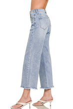 Load image into Gallery viewer, High-Waist Frayed Hem Wide Leg Denim