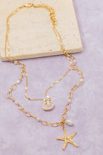 Load image into Gallery viewer, Starfish &amp; Pearl Pendant Layered Necklace
