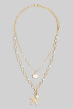 Load image into Gallery viewer, Starfish &amp; Pearl Pendant Layered Necklace