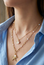 Load image into Gallery viewer, Starfish &amp; Pearl Pendant Layered Necklace