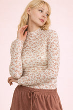 Load image into Gallery viewer, Cream Floral Mesh Mock Neck Top - front view