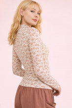 Load image into Gallery viewer, Cream Floral Mesh Mock Neck Top - back view