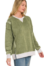 Load image into Gallery viewer, Vintage Wash Exposed Seam Pullover in Light Olive