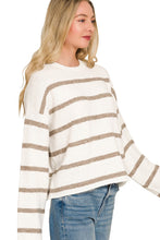 Load image into Gallery viewer, Cream &amp; Taupe Stripe Boxy Sweater