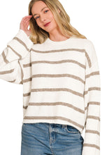 Load image into Gallery viewer, Cream &amp; Taupe Stripe Boxy Sweater
