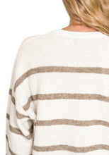 Load image into Gallery viewer, Cream &amp; Taupe Stripe Boxy Sweater