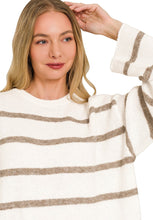 Load image into Gallery viewer, Cream &amp; Taupe Stripe Boxy Sweater