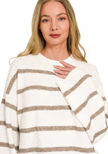 Load image into Gallery viewer, Cream &amp; Taupe Stripe Boxy Sweater