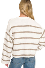 Load image into Gallery viewer, Cream &amp; Taupe Stripe Boxy Sweater
