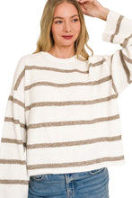 Load image into Gallery viewer, Cream &amp; Taupe Stripe Boxy Sweater