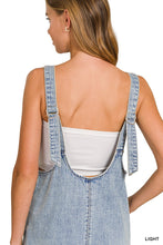 Load image into Gallery viewer, Washed Adjustable Strap Denim Overall Dress in Light - back view